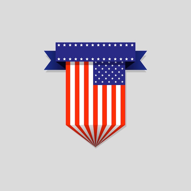 Vektor blaues band mit amerikanischer flagge. stilvolle amerikanische fahne - vektorillustration. farbe der us-flagge für websites.