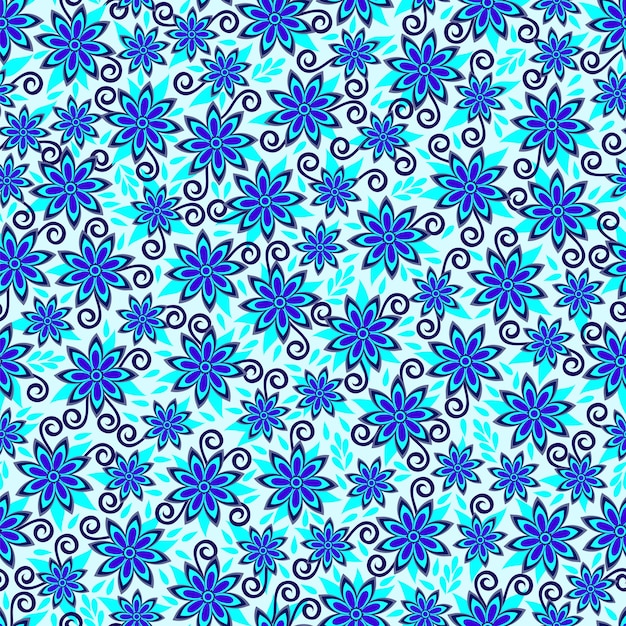 Blaues Blumenmuster. Nahtloser Hintergrund. Vektor-Illustration.