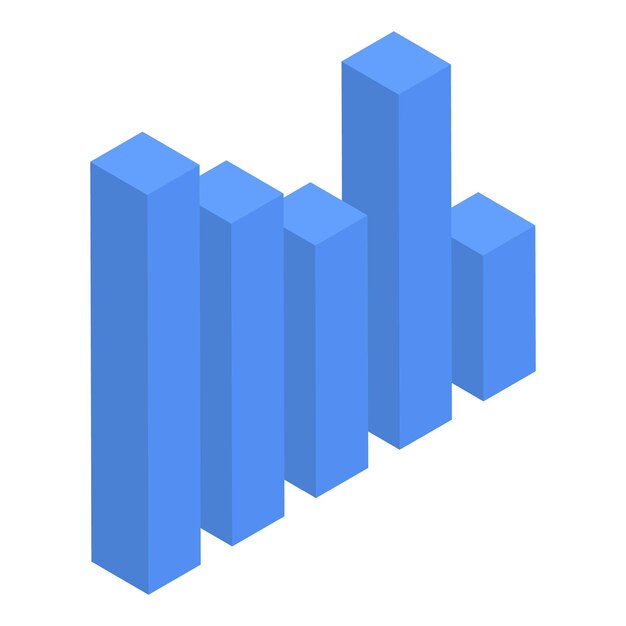 Blaues Diagrammsymbol Isometrisches Vektorsymbol des blauen Diagramms für Webdesign isoliert auf weißem Hintergrund