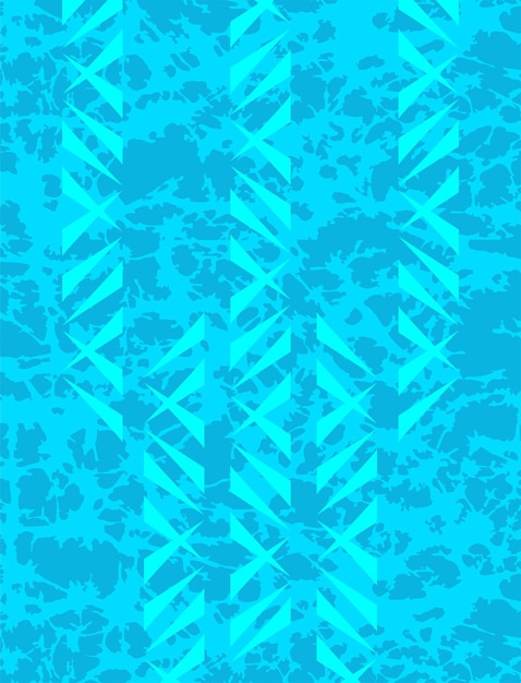 Vektor blaues geometrisches muster mit einem muster aus blättern auf blauem hintergrund