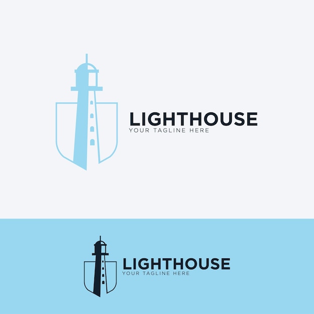 Blaues meer leuchtturm logo design