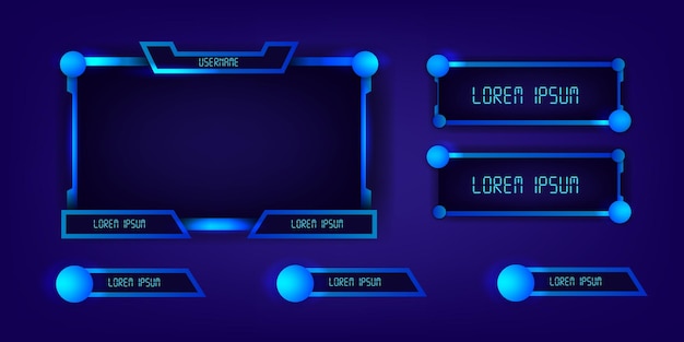 Blaues neon-live-stream-gaming-esport-rahmenpanels moderne tech-cyber-futuristisches display elegant