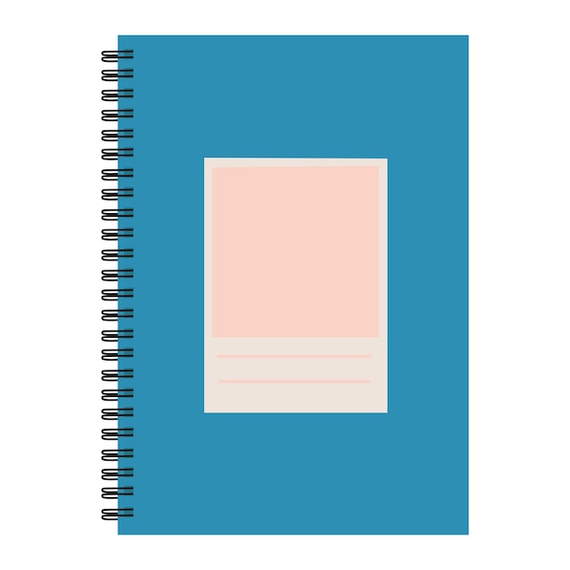 blaues Notebook im flachen Stil auf weißem Vektorgrund