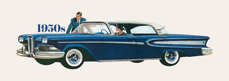 Vektor blaues oldtimer aus den 50er jahren