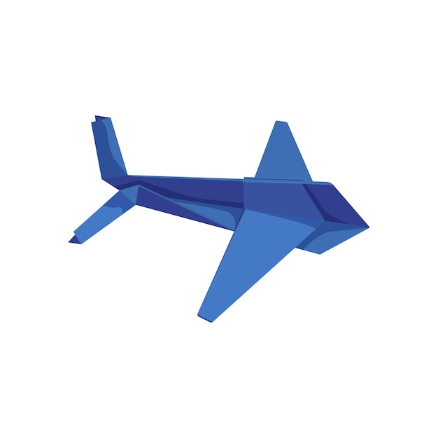 Blaues Origami-Papierflugzeug Kleines Flugzeug aus Papierfliegen