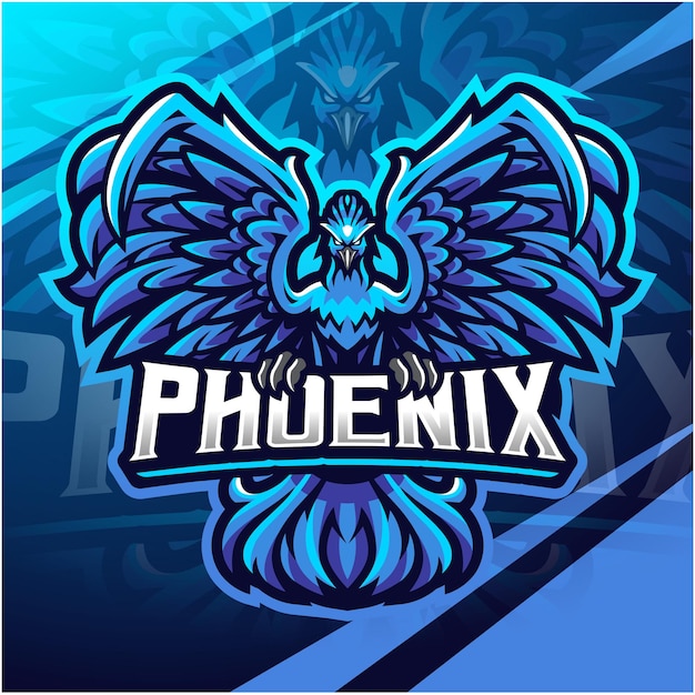 Blaues phoenix esport maskottchen logo design