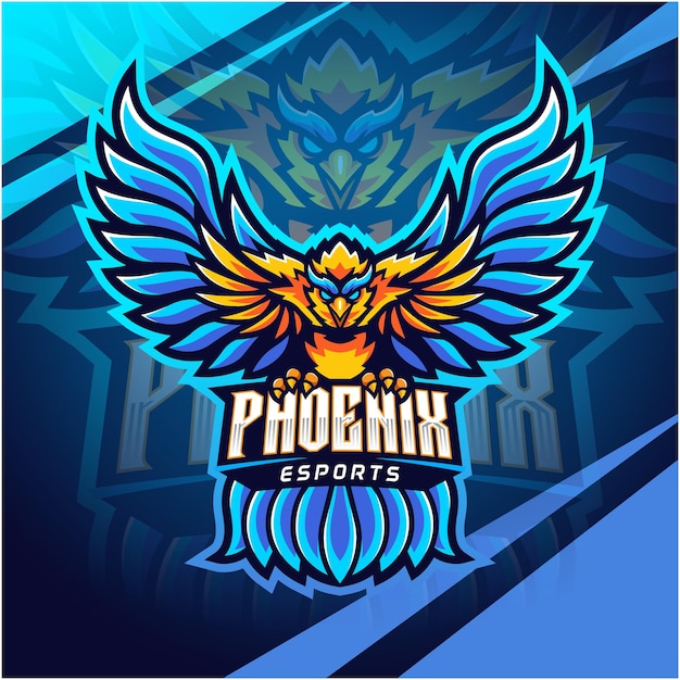 Blaues phoenix esport maskottchen logo design