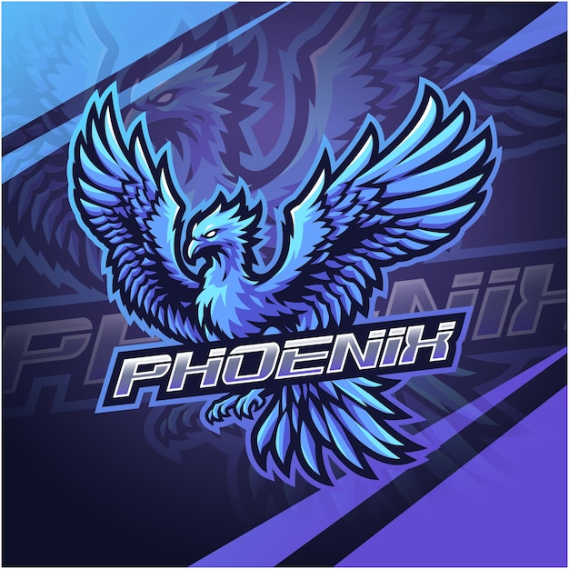 Blaues phoenix esport maskottchen logo design