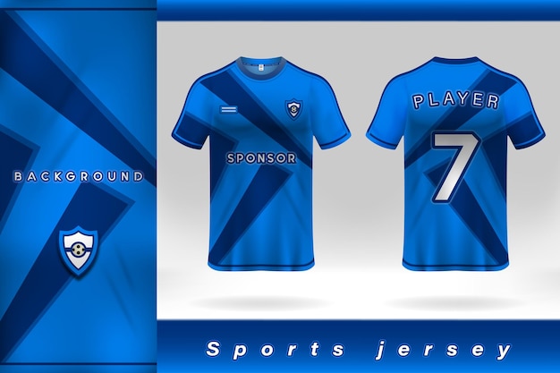 Blaues sport-trikot-template-design