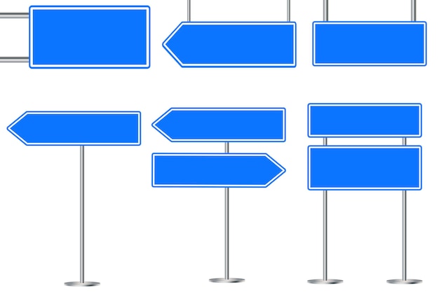 Blaues Straßenschild Leeres Straßenschild für die Straße Pfeil und Tafel für Standort Vektorbild