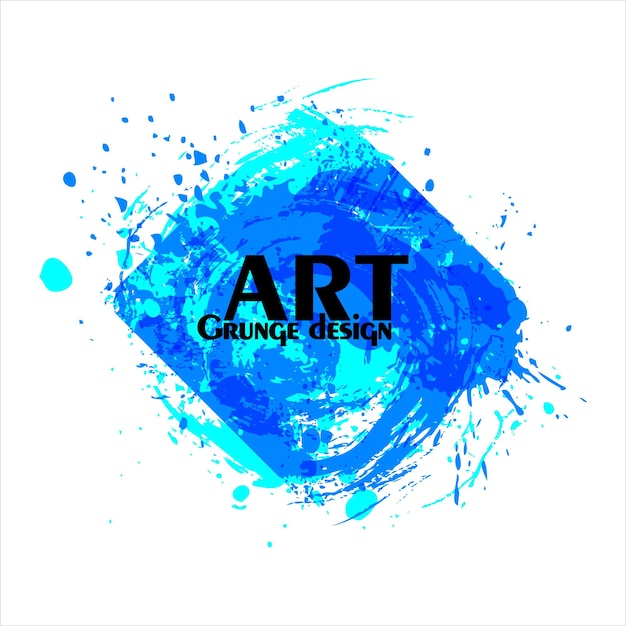Blaues tintenspritzer-logo wirbel wasserwelle tropfen pinselstriche aquarellfarbe grunge-designelement vektor