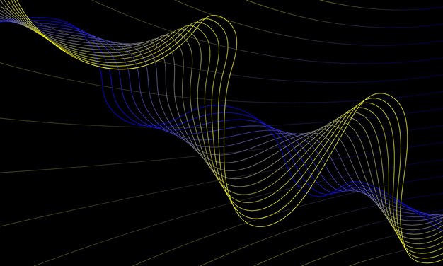 Blaues und gelbes Wellenmuster auf schwarzem Hintergrund 3