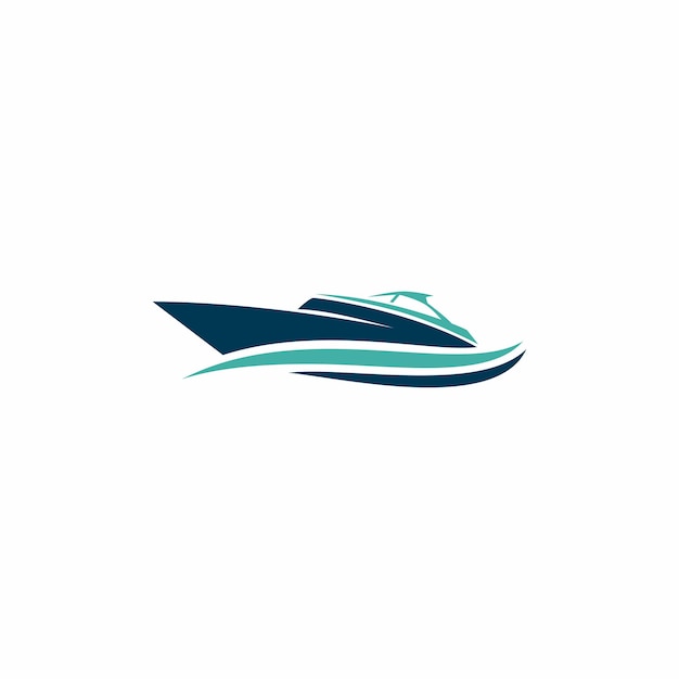 Blaues und grünes Bootslogo mit einem weißen Hintergrund