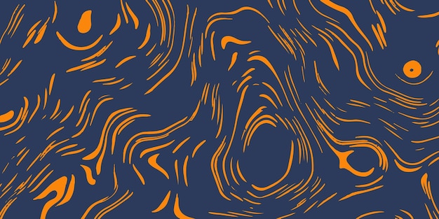 Vektor blaues und orangefarbenes muster mit wirbeln und linien