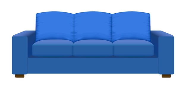 Vektor blaues vintage-sofa-modell. realistische darstellung eines blauen vintage-sofa-vektormodells für webdesign, isoliert auf weißem hintergrund