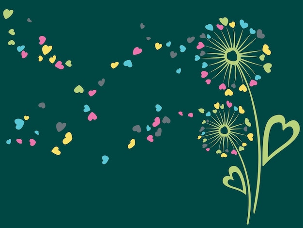 Blaugrün grün vektor löwenzahn kräuter wiese blumen illustration florales süßes hintergrunddesign