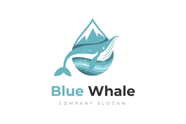 Blauwal-logo, wal-logo, wal im wasser-logo, meereslebewesen-logo, tiefsee-logo, meereslebewesen-logo