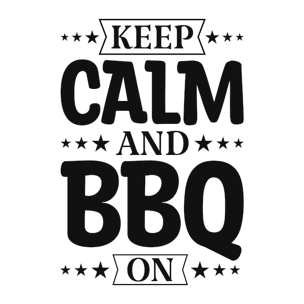 Bleib ruhig und grille auf lustigem bbq mit familienzitat-t-shirt-design-premium-vektor