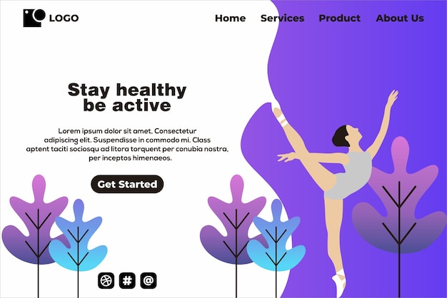 Bleiben Sie gesund Landing Page Design Vektor