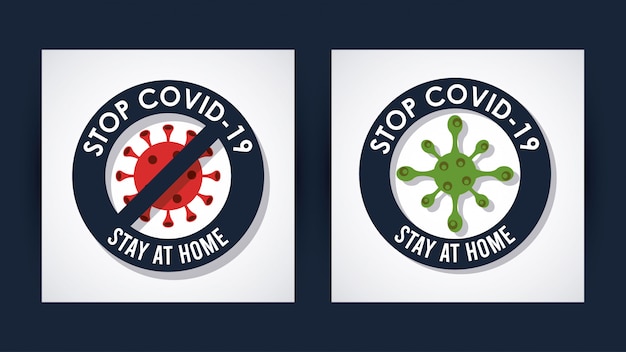 Bleiben Sie zu Hause, um das Design der covid19-Signalillustration zu stoppen