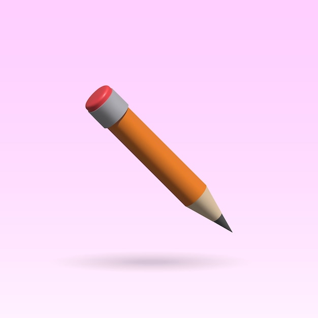 Bleistift isoliert 3d-symbol gelber bleistift 3d-vektorillustration