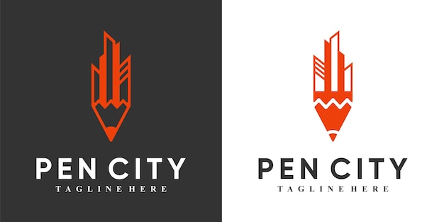 Bleistift-Logo-Design mit kreativem Konzept Premium-Vektor