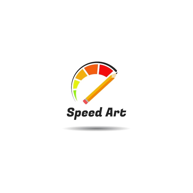 Bleistift-Logo mit Tachometer-Vorlagendesign