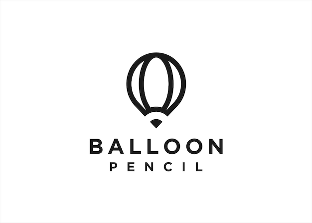 Bleistift mit heißluftballon-logo-symbol vektor-illustrationsvorlage