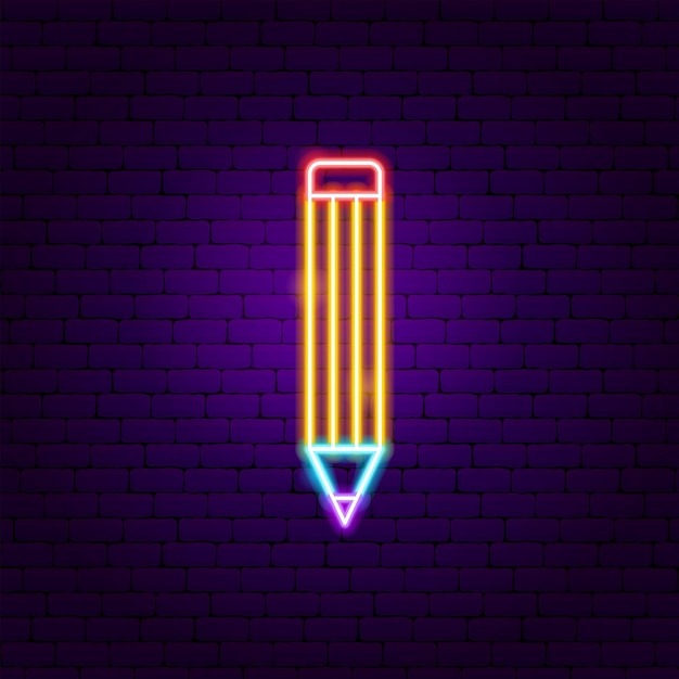 Bleistift neon-etikett. vektor-illustration der bildungsförderung.