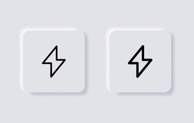 Blitz-Donner-Power-Symbol Blitz in Neumorphismus-Schaltflächen oder ui-ux-App-Symbolen im neumorphen Stil