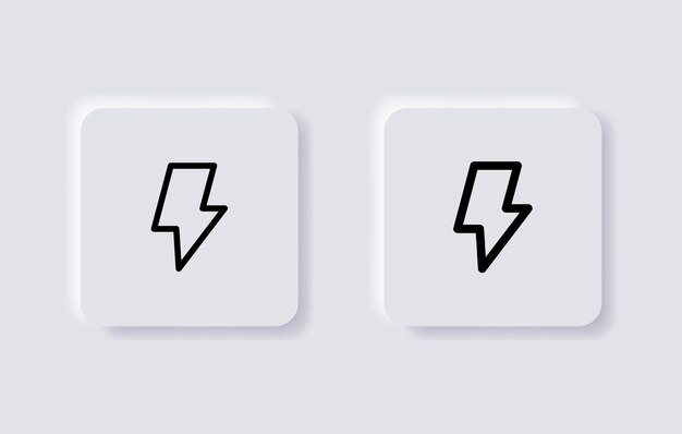 Blitz-Donner-Power-Symbol Blitz in Neumorphismus-Schaltflächen oder ui-ux-App-Symbolen im neumorphen Stil