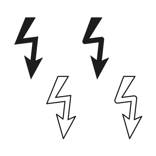 Blitz-Symbol Fettfarbenes elektrisches Symbol Schwarz-Weiß-Design Vektor-Illustration