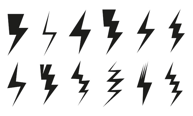 Blitzsymbol flaches design set kunstsammlung vektor