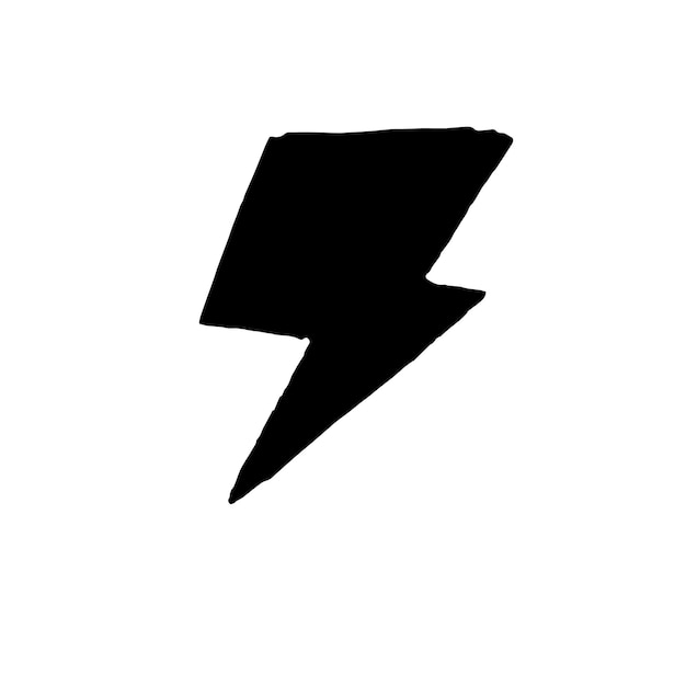 Blitzsymbol im handgezeichneten Stil isoliert auf weißem Hintergrund