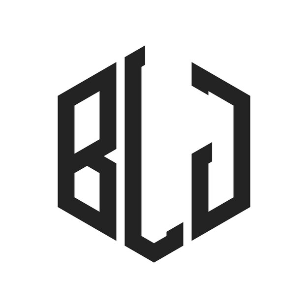 BLJ-Logo-Design Anfangsbuchstaben BLJ-Monogramm-Logo in sechseckiger Form