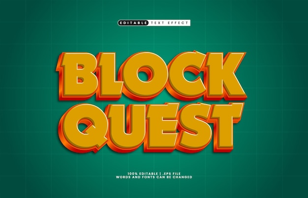 Block-Quest-bearbeitbare Text-Effekte mit einem Spiel- und Kinder-Text-Stil