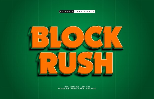 Block-Rush-bearbeitbare Text-Effekte mit einem Spiel- und Kinder-Text-Stil