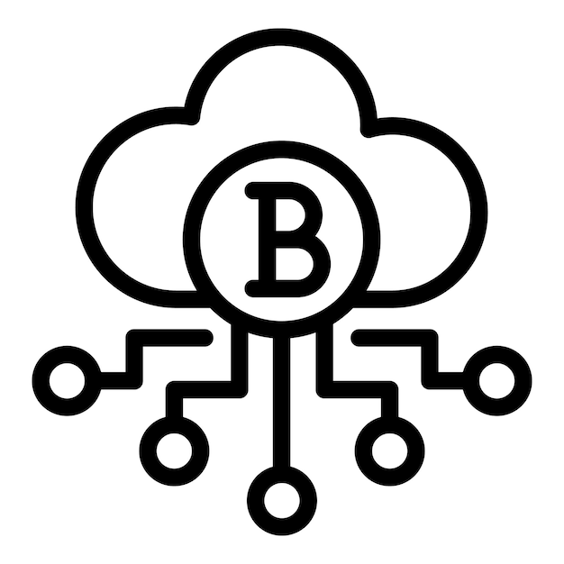 Blockchain-Digital-Cloud-Symbol Umriss des Blockchain-Digital-Cloud-Vektorsymbols für Webdesign isoliert auf weißem Hintergrund