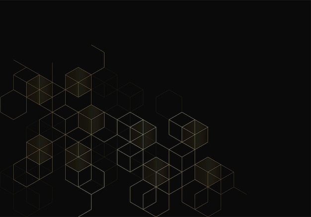 Blockchain-Konzept-Banner mit abstrakten geometrischen Polygonen mit goldenen Linien Wissenschafts- und Technologiehintergrund Vektorillustration