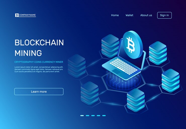 Vektor blockchain mining landing page