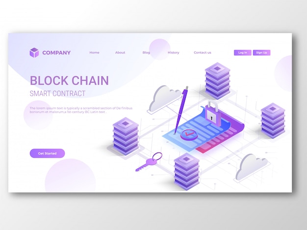 Blockchain smart contract landing page.