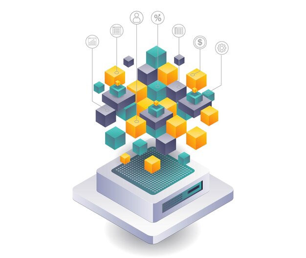 Blockchain-Technologie-Netzwerk in Geschäftssystemen