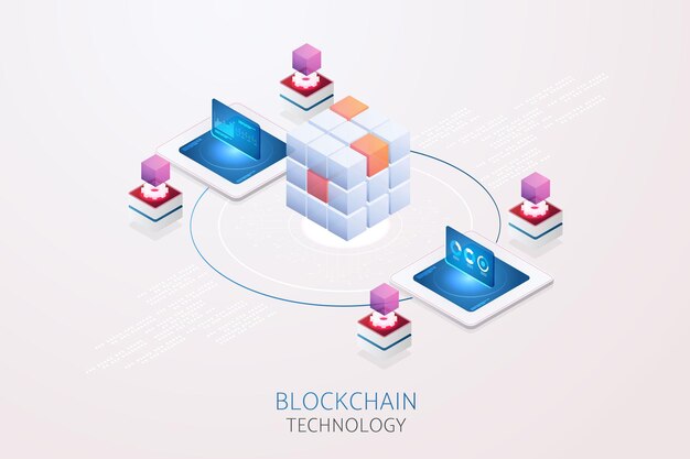 Blockchain-Technologie über Computersystem