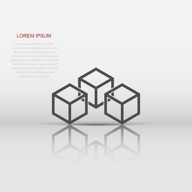 Blockchain-Technologie Vektor-Symbol im flachen Stil Kryptographie Würfel Block Illustration Blockchain-Algorithmus Konzept