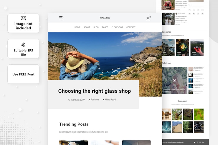 Vektor blog & magazine landingpage design