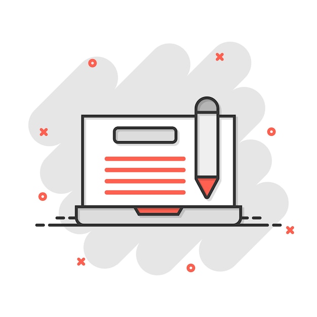 Blogging-Symbol im Comic-Stil Social-Media-Kommunikation Cartoon-Vektor-Illustration auf weißem, isoliertem Hintergrund Geschäftskonzept mit Splash-Effekt für Inhalte