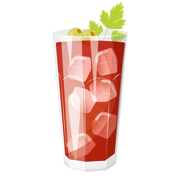 Bloody-Mary-Cocktail, dekoriert mit Oliven und Sellerie