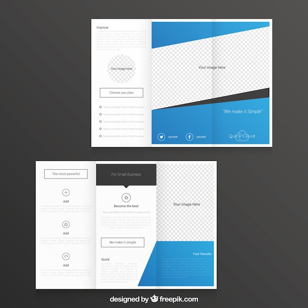 Vektor blue abstract template trifold