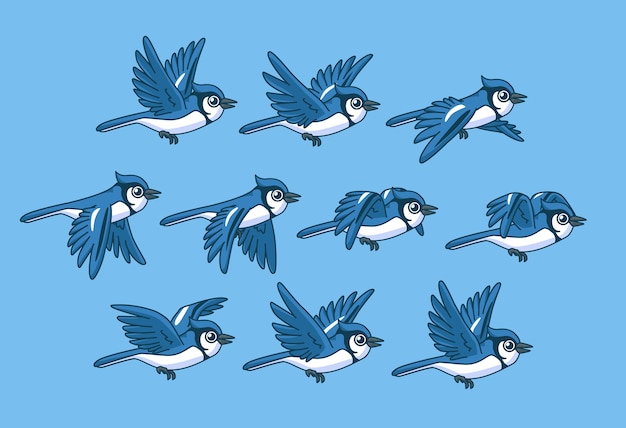 Vektor blue bird flugzyklus