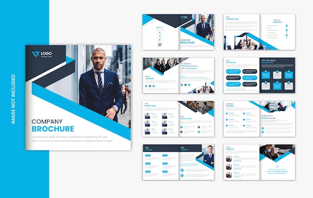 Blue corporate square 16-seitige broschüren-designvorlage
